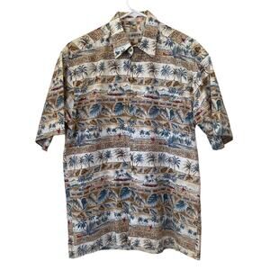 Mens Vintage Campia Moda 100% Cotton Short Sleeve Button Down Dress Shirt Medium